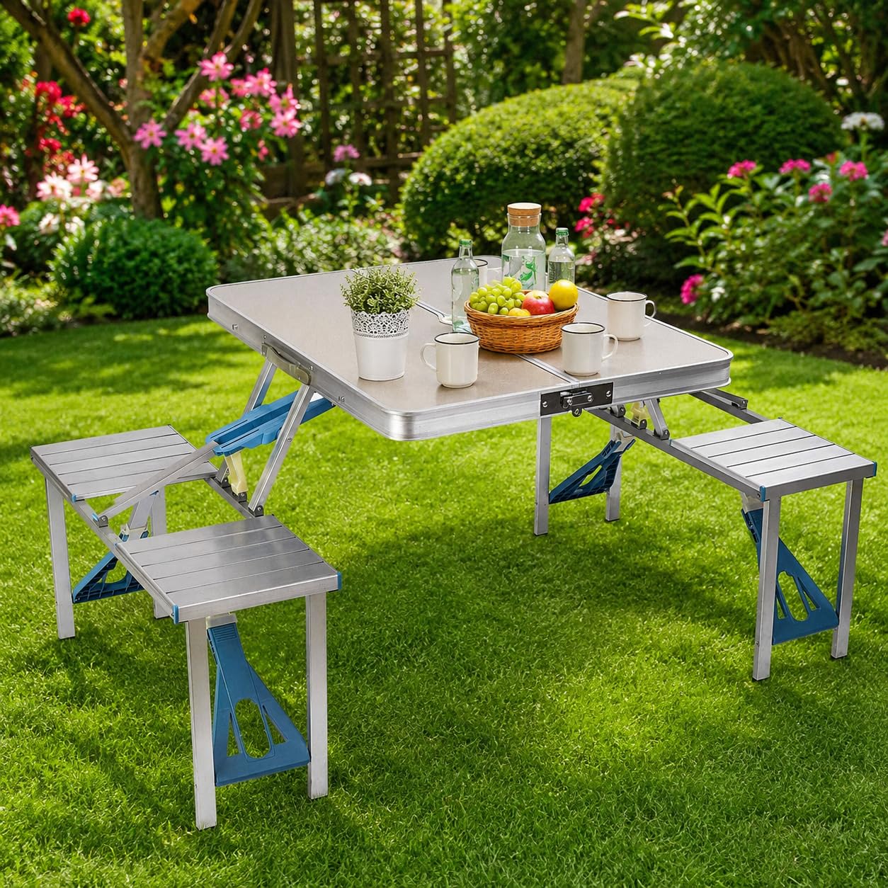 CHALISA Picnic-Table-Heavy-Duty-Aluminium-Portable-Folding-Camp